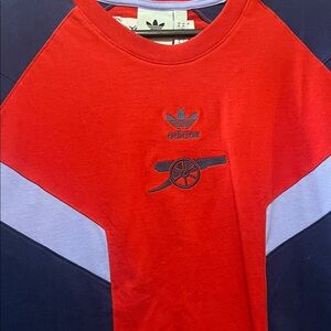 Adidas Men's Red and Blue Graphic Tee